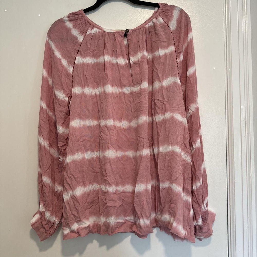 a.n.a Pink Tie-Dye Blouse
